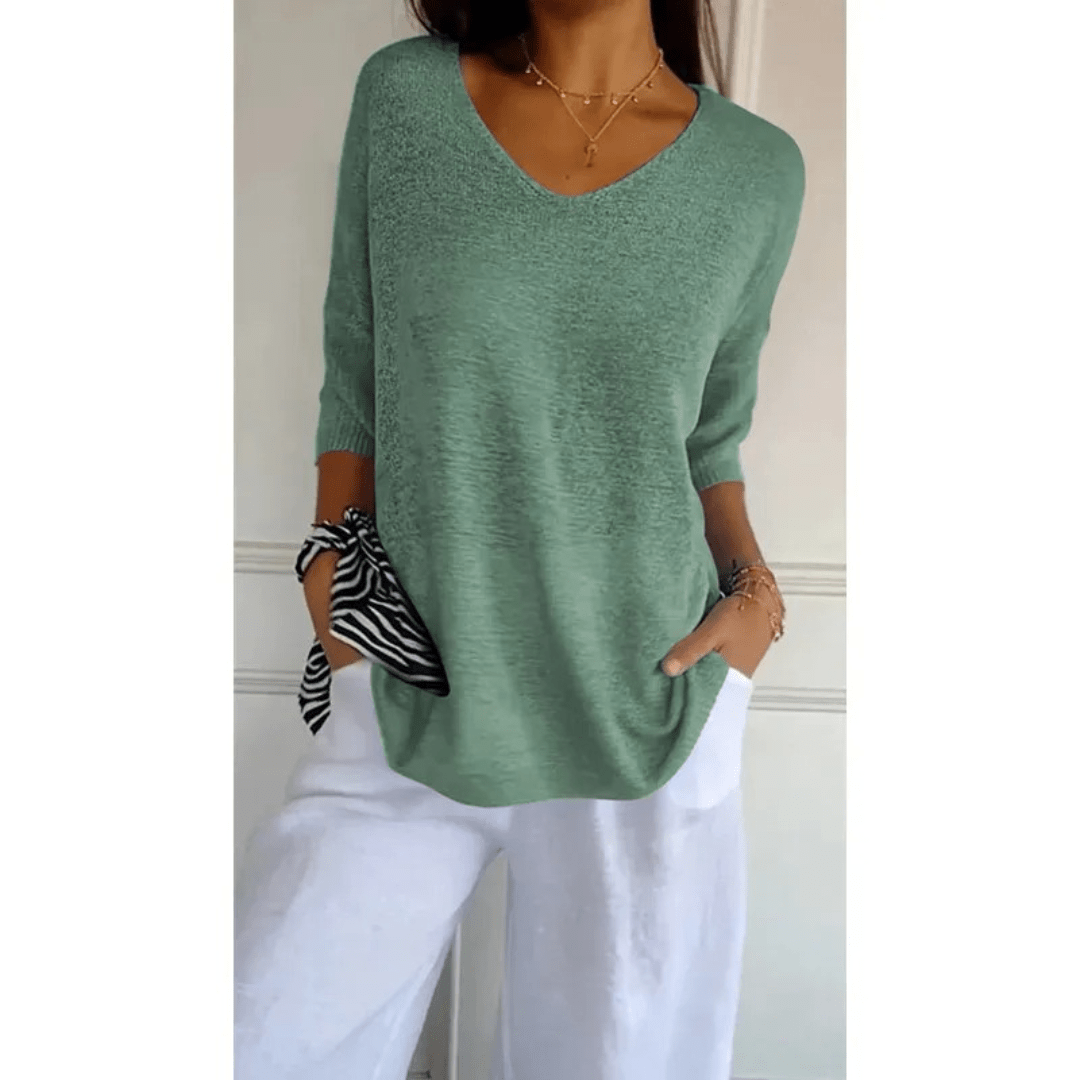 Image of Libby | Women's V-Neck Relaxed Fit Tunic Top