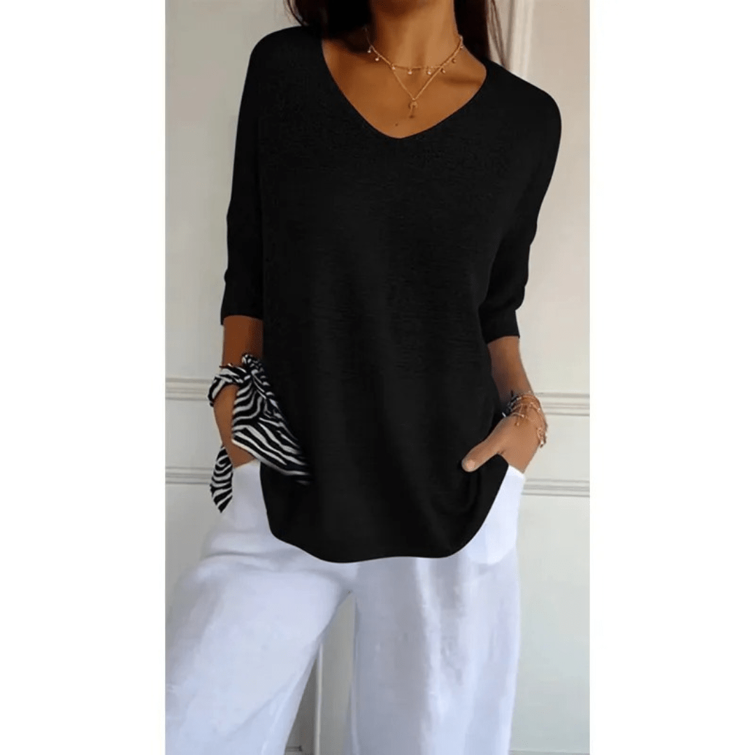 Image of Libby | Women's V-Neck Relaxed Fit Tunic Top