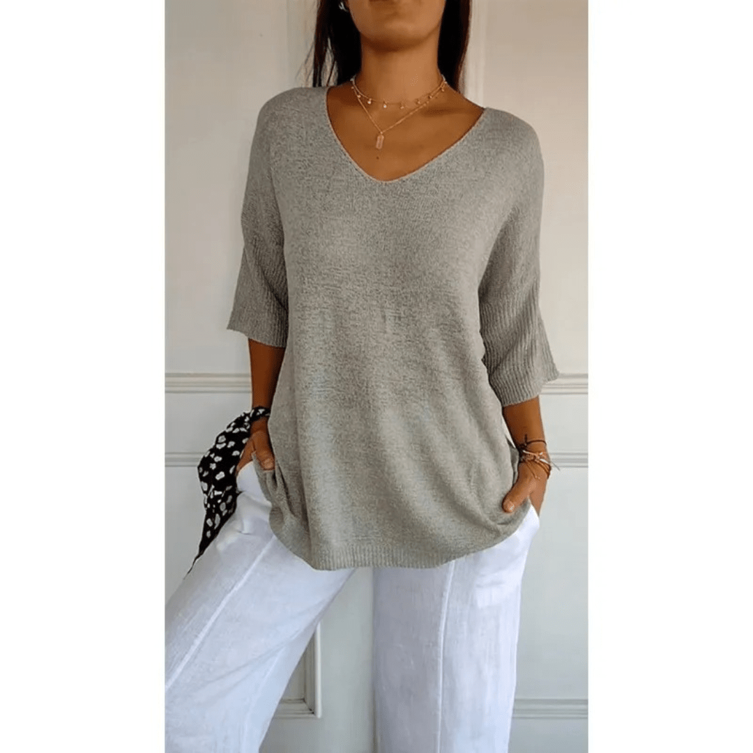 Image of Libby | Women's V-Neck Relaxed Fit Tunic Top