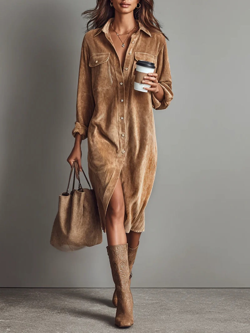 Image of Linda | Women's Button-Down Midi Shirt Dress