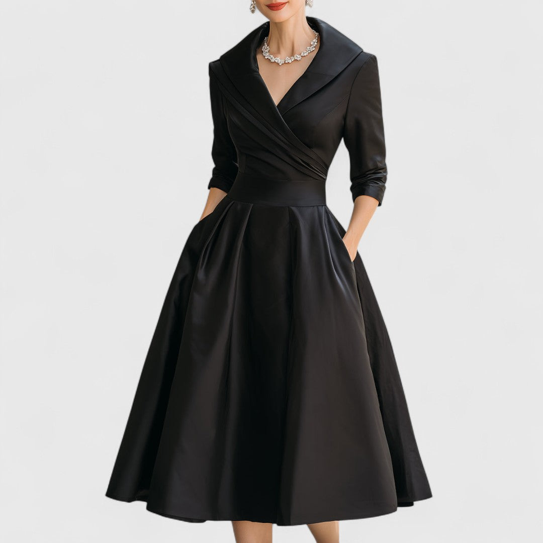 Image of Lucille | Women's V-Neck A-Line Midi Dress