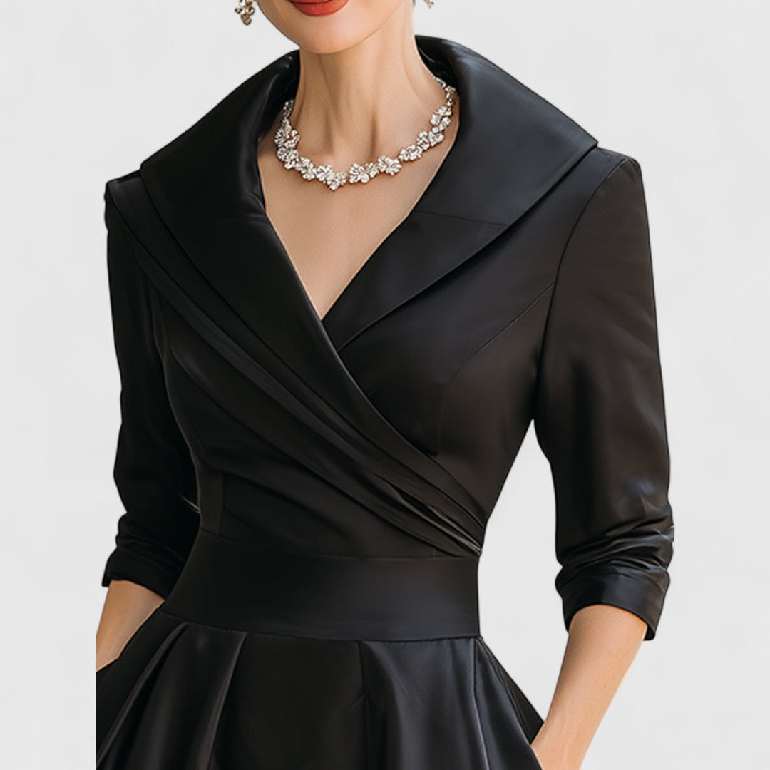 Image of Lucille | Women's V-Neck A-Line Midi Dress
