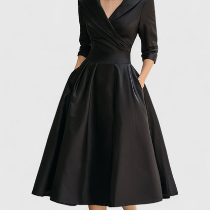 Image of Lucille | Women's V-Neck A-Line Midi Dress