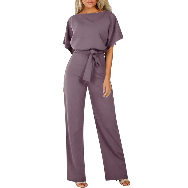 Image of Lucy | Women's Wide Leg Belted Jumpsuit