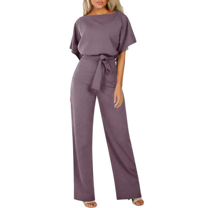 Image of Lucy | Women's Wide Leg Belted Jumpsuit