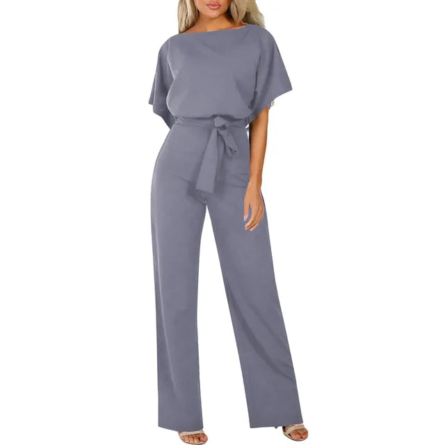 Image of Lucy | Women's Wide Leg Belted Jumpsuit