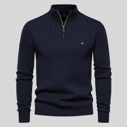 Kris | Men's Quarter-Zip Ribbed Sweater - Image 1