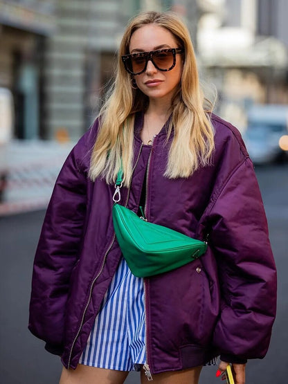 Marcia | Women's Oversized Bomber Jacket - Image 5