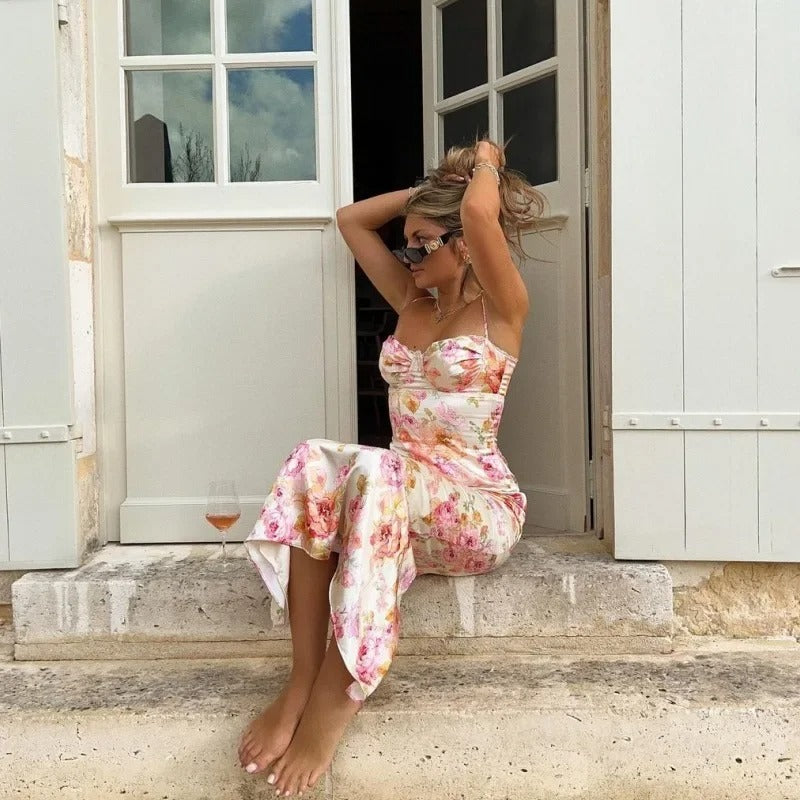 Heather | Elegant Floral Maxi Dress with Lace Trim - Image 3