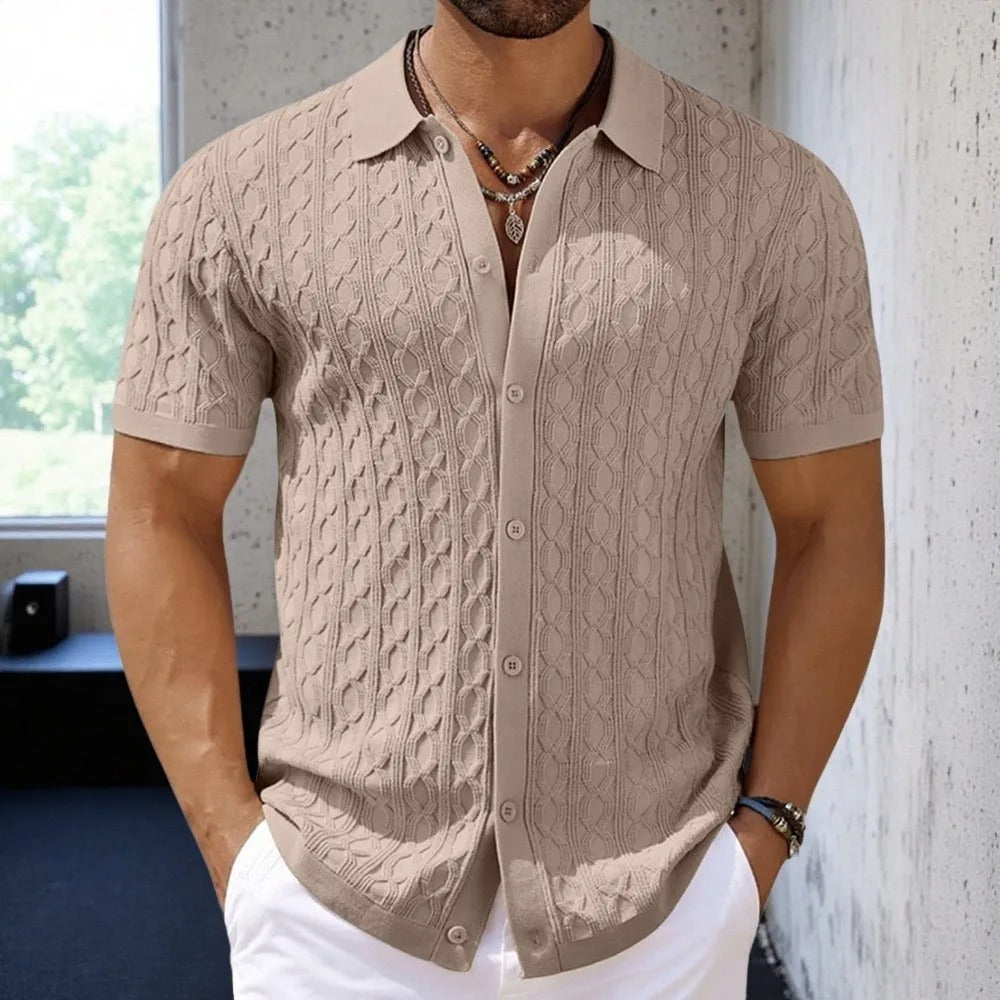 David | Retro Stylish Jacquard Knit Polo for Men - Image 4