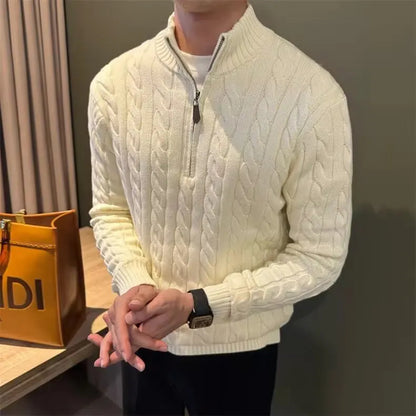 Marco | Men's Zip-Up Cable Knit Sweater - Image 2