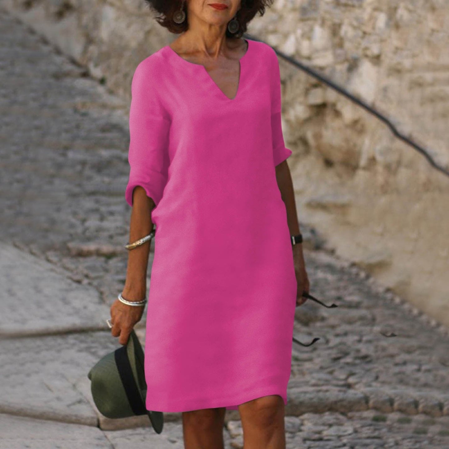 Image of Marissa | Women's V-Neck Midi Dress