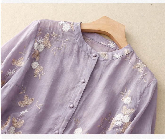 Image of Maureen | Women's Button-Down Floral Blouse