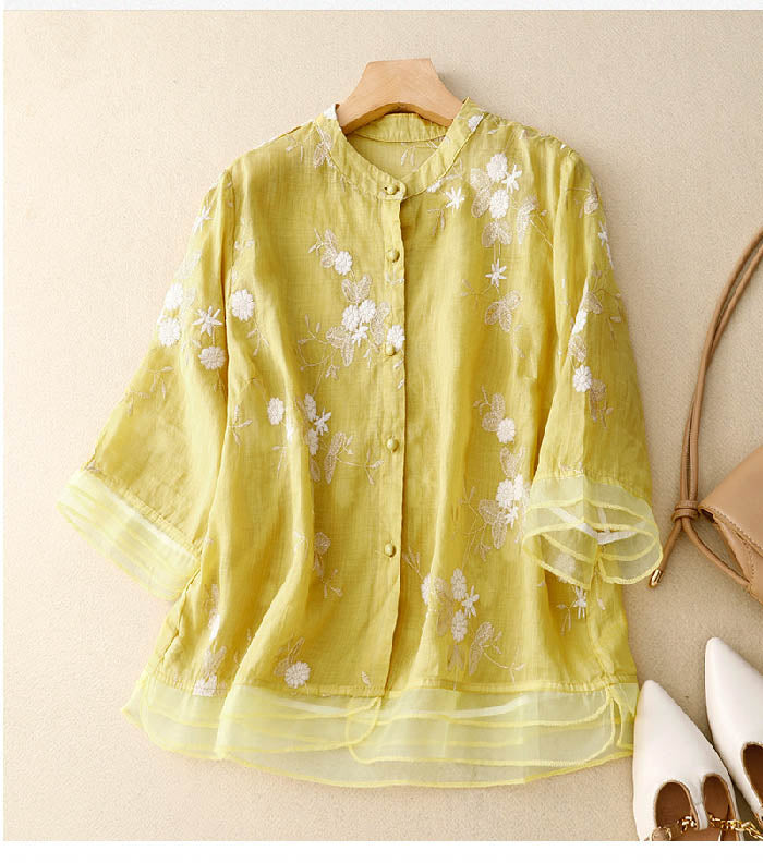 Image of Maureen | Women's Button-Down Floral Blouse