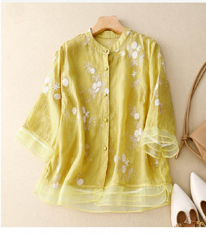 Image of Maureen | Women's Button-Down Floral Blouse
