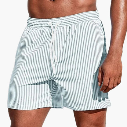 Men's Board Shorts with Stripes and Elastic Waistband