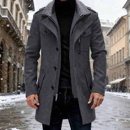 Men's Double-Breasted Tailored Wool Overcoat