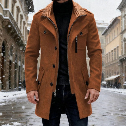 Men's Double-Breasted Tailored Wool Overcoat