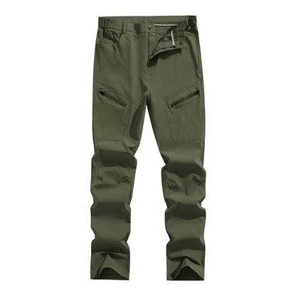 Men's Ergonomic Stretch Trekking Pants with Concealed Zipper Pockets and Pre-Shaped Knees