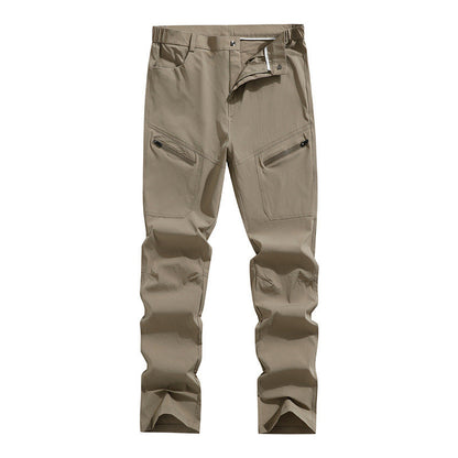 Men's Ergonomic Stretch Trekking Pants with Concealed Zipper Pockets and Pre-Shaped Knees
