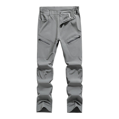 Men's Ergonomic Stretch Trekking Pants with Concealed Zipper Pockets and Pre-Shaped Knees