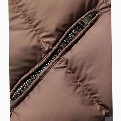 Men's Quilted Faux Leather Insulated Winter Coat with Sherpa Collar