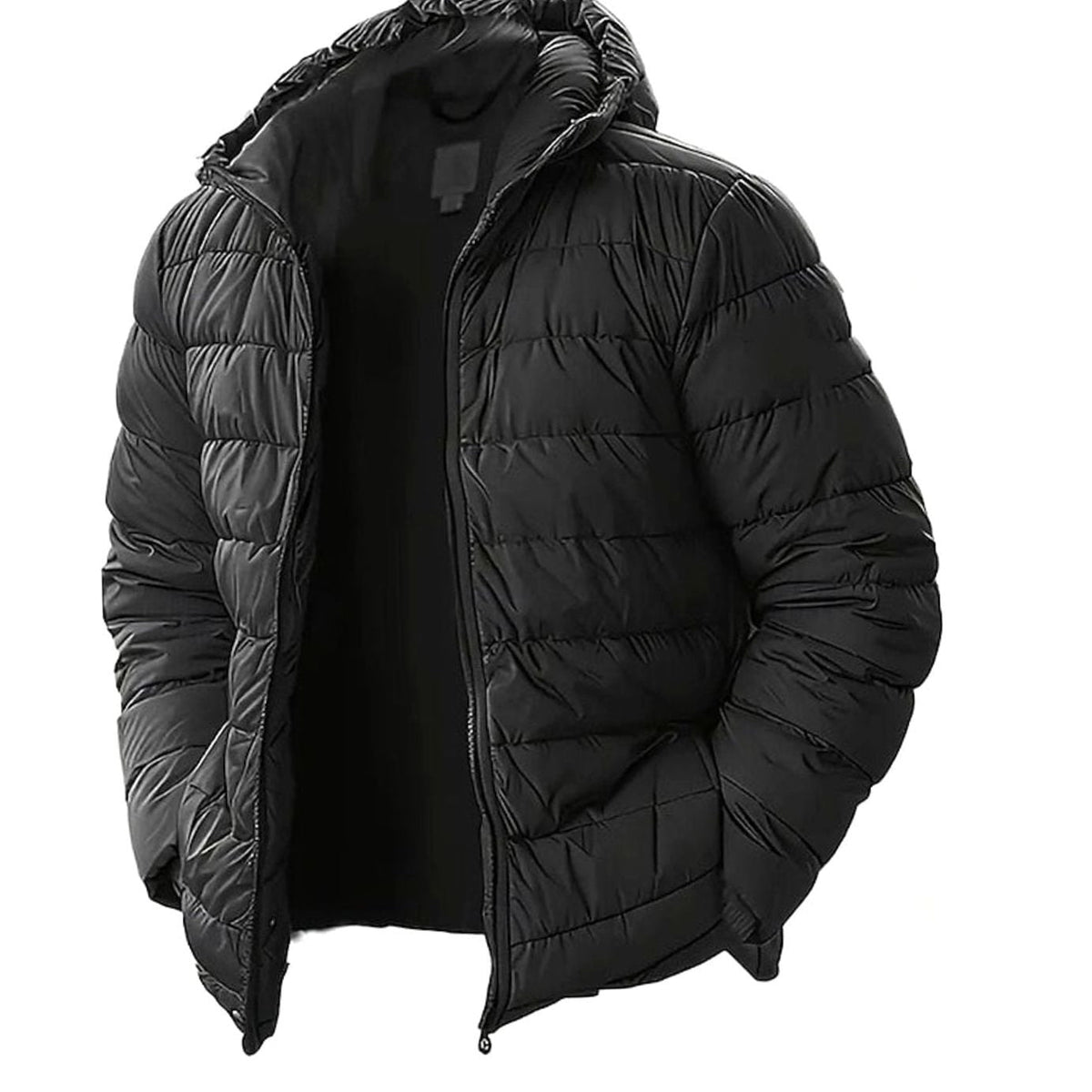 Men's Regular Fit Hooded Quilted Coated Puffer Jacket