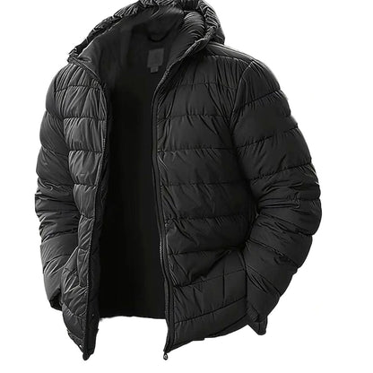 Men's Regular Fit Hooded Quilted Coated Puffer Jacket