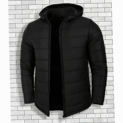 Men's Regular Fit Hooded Quilted Coated Puffer Jacket