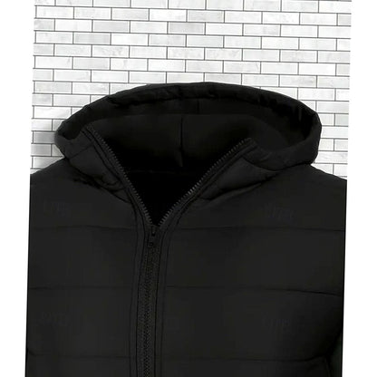 Men's Regular Fit Hooded Quilted Coated Puffer Jacket