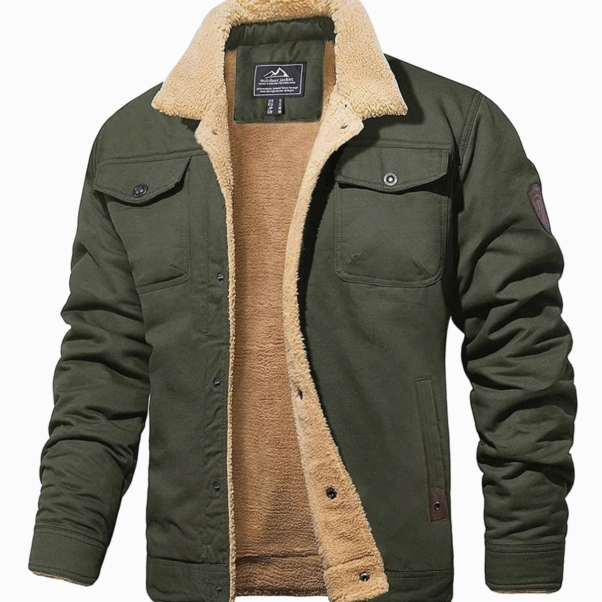 Men's Sherpa-Lined Fleece Collar Winter Jacket