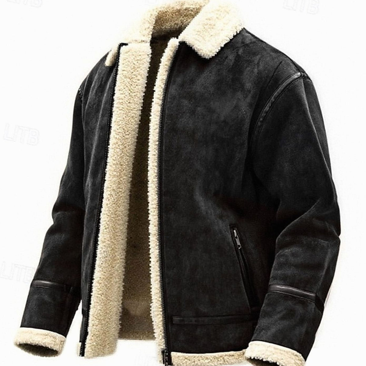 Men's Sherpa-Lined Full-Zip Aviator Bomber Jacket