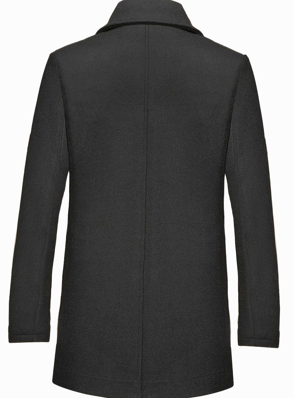 Men's Single-Breasted Tailored Wool Overcoat with Scarf Lapel