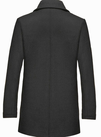 Men's Single-Breasted Tailored Wool Overcoat with Scarf Lapel