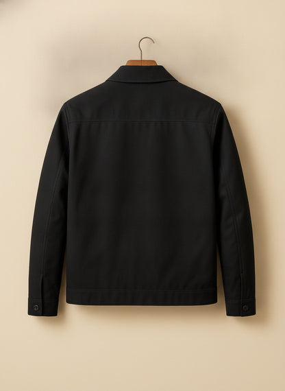 Men's Smart-Casual Gingham-Lined Full-Zip Harrington Jacket