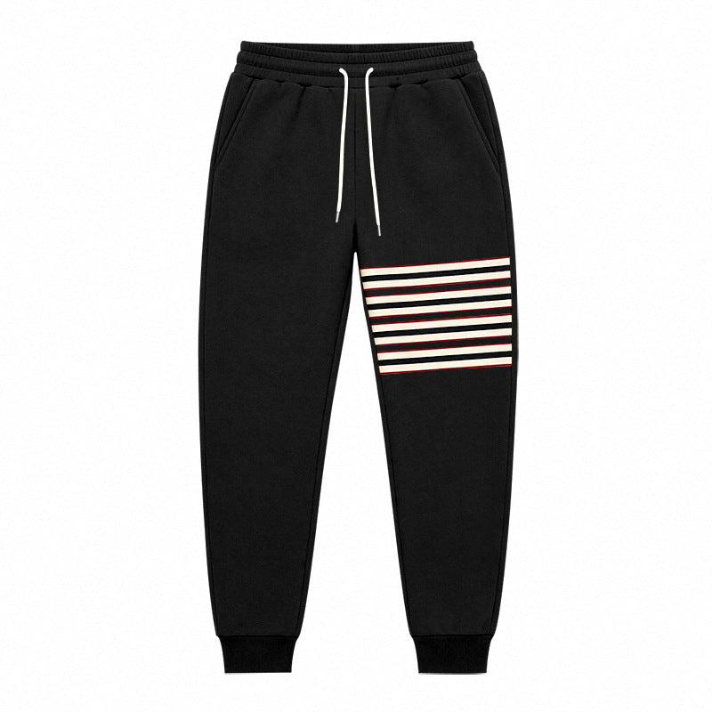 Men's Sporty Joggers with Side Stripe Panel and Drawstring
