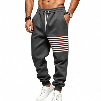 Men's Sporty Joggers with Side Stripe Panel and Drawstring