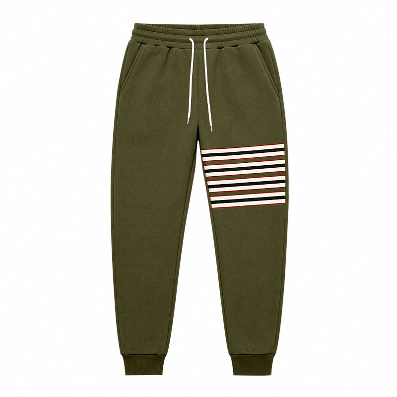 Men's Sporty Joggers with Side Stripe Panel and Drawstring