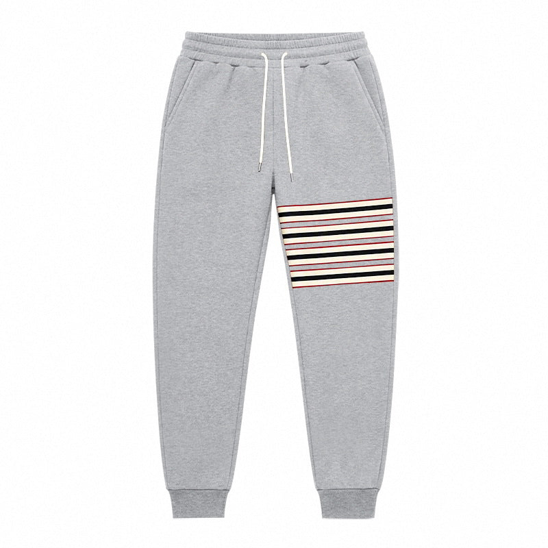 Men's Sporty Joggers with Side Stripe Panel and Drawstring