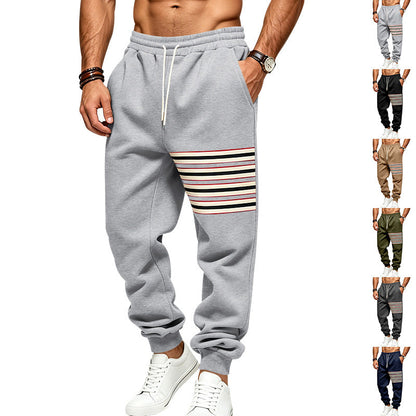 Men's Sporty Joggers with Side Stripe Panel and Drawstring