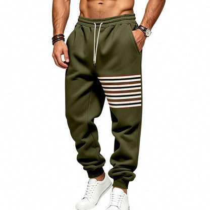 Men's Sporty Joggers with Side Stripe Panel and Drawstring