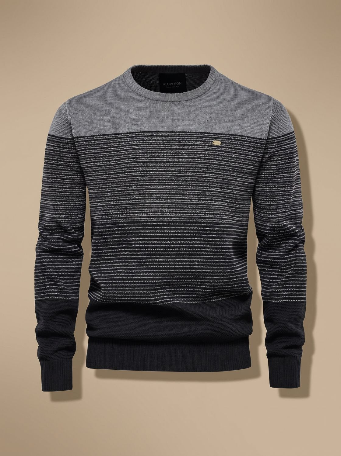Men's Striped Color-Block Crew-Neck Knit Sweater