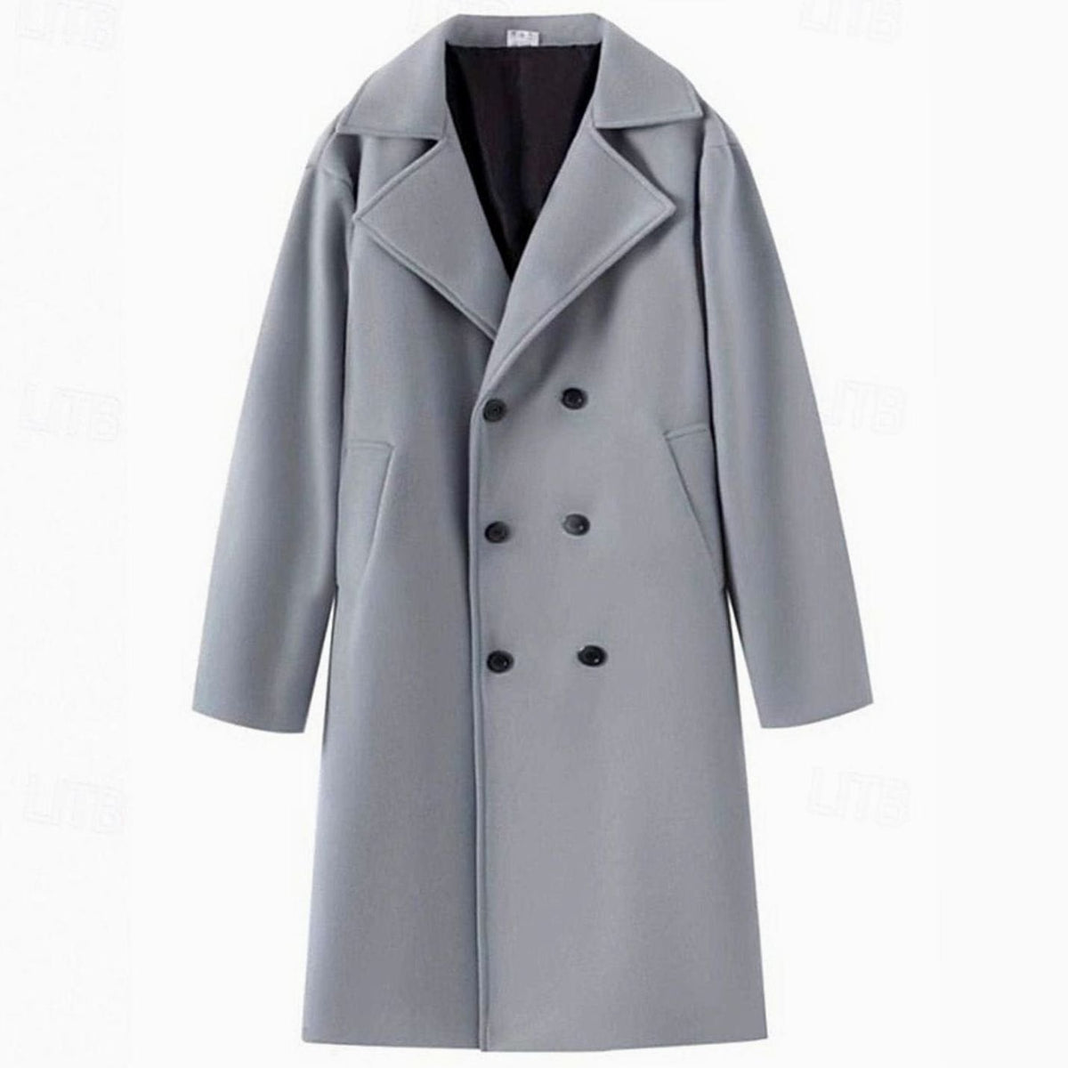 Men's Wool Double-Breasted Tailored Long Overcoat