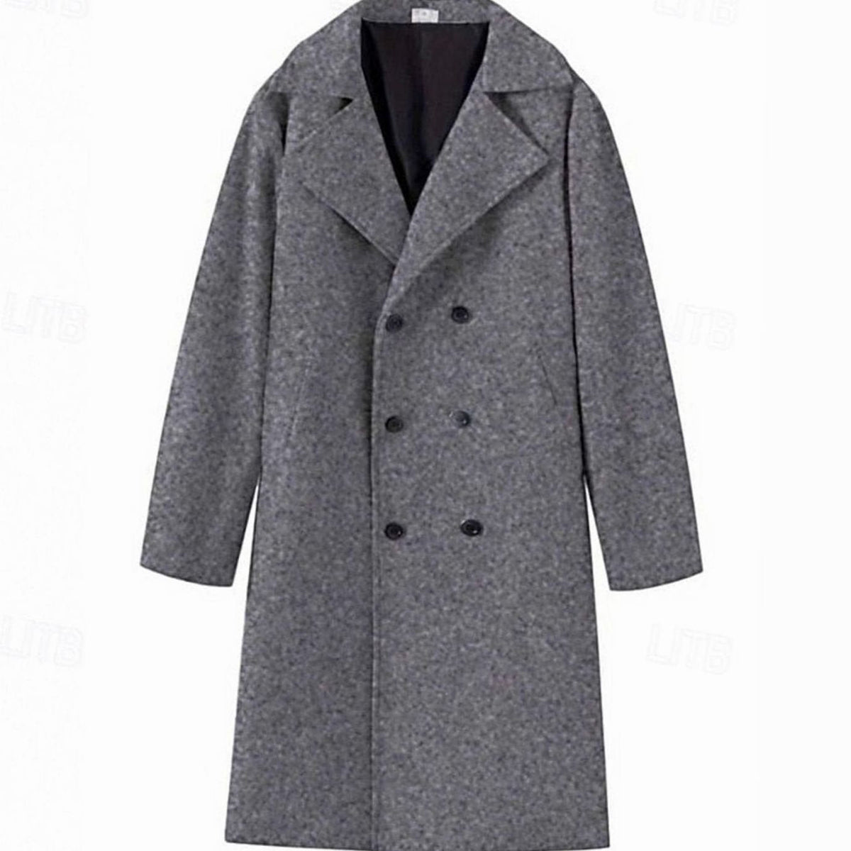 Men's Wool Double-Breasted Tailored Long Overcoat