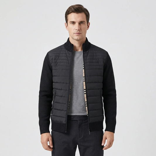 Men's Zip-Up Jacket with Stand Collar