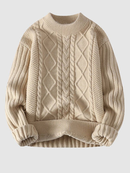 Cole | Men's Cable Knit Crew Neck Sweater - Image 5