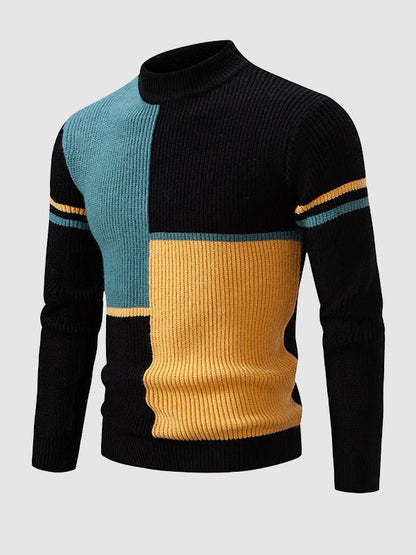 Terrence | Men's Mock Neck Color Block Sweater - Image 4