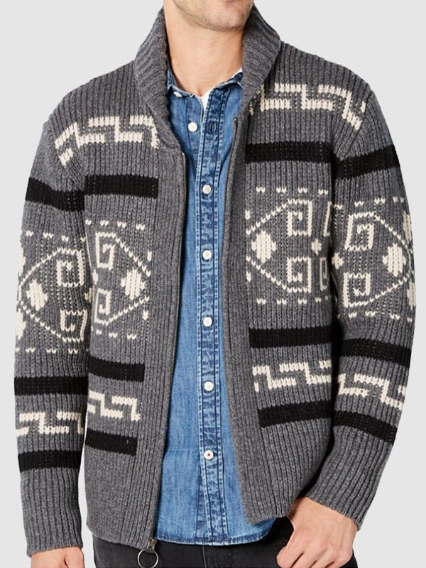 Joel | Men's Shawl Collar Patterned Cardigan - Image 13