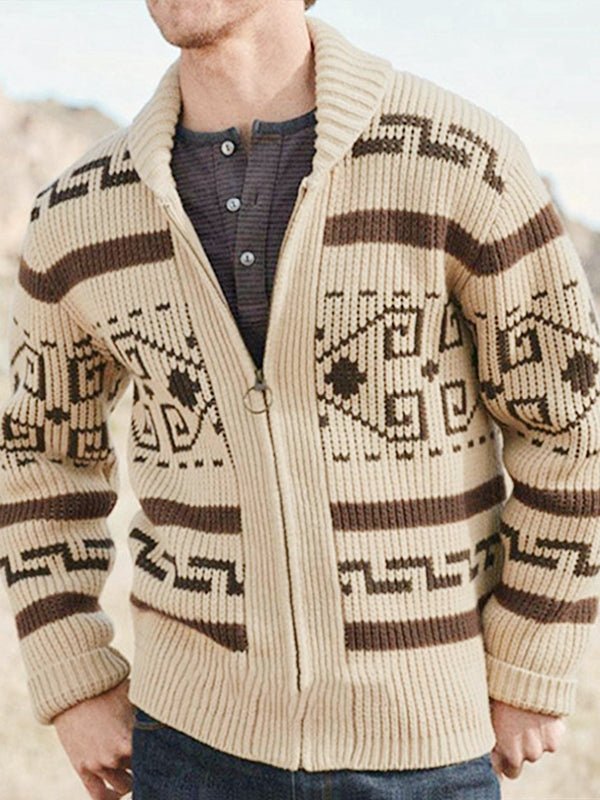 Joel | Men's Shawl Collar Patterned Cardigan - Image 3