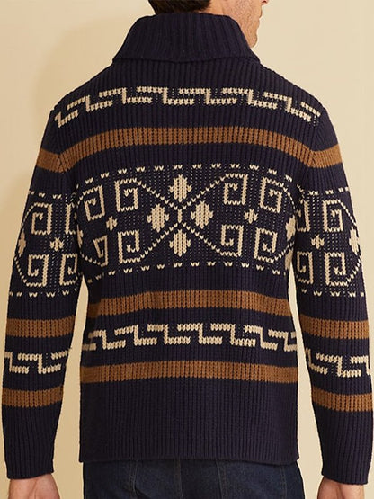 Joel | Men's Shawl Collar Patterned Cardigan - Image 12